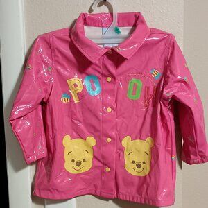 Disney Baby Winnie the Pooh Pink Raincoat Size 12-18 Months Snap Front **Read***